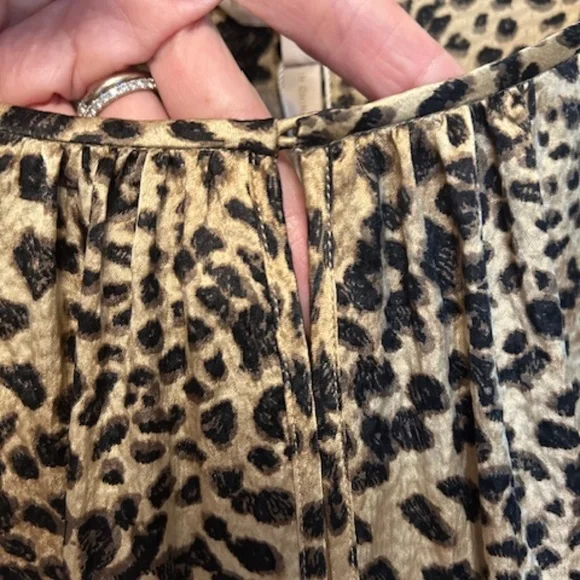 Rebecca Taylor Lynx Print Long Sleee 100% Sulk Blouse